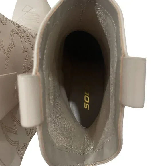 Soda White Western Cowboy Boots Womens Size 8 Pointed‎ Toe Block Heel Y2K Rodeo - Picture 8 of 10